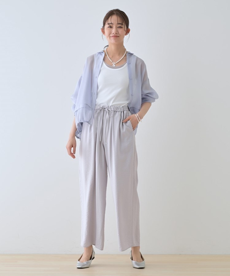 インディヴィ(INDIVI)の【洗える／UVケア／SETUP可能】ドロストワイドパンツ32