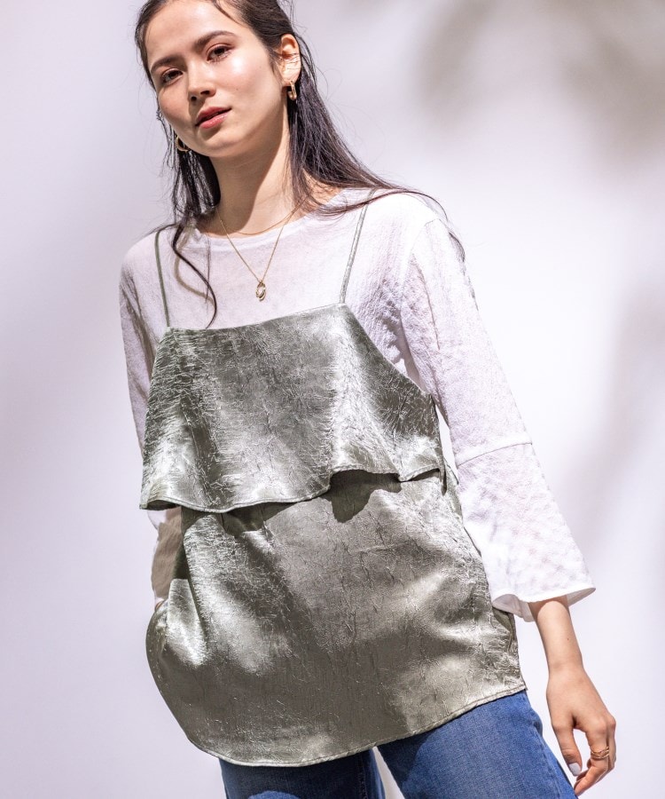 インディヴィ INDIVI ワンピース ひざ丈 ノースリーブ Vネック