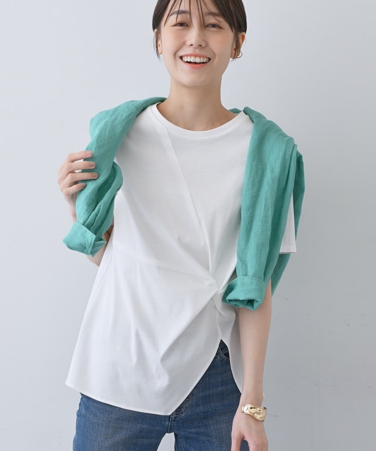 インディヴィ(INDIVI)の春SALE！【洗える】ねじりデザインTシャツ オフホワイト(003)