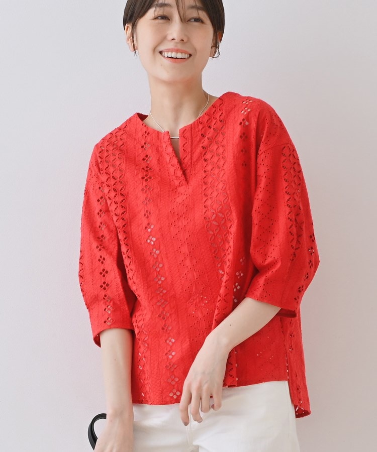 刺繍/レース】スラッシュネックブラウス(シャツ・ブラウス 刺繍/レース】スラッシュネックブラウス(シャツ・ブラウス