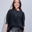 インディヴィ(INDIVI)の【洗える／ドット柄／凹凸素材】袖コンシャスドルマンブラウス ブラック(419)