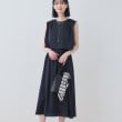 インディヴィ(INDIVI)の【洗える／UVケア／セット見え】ストライプ柄サテンワンピース ネイビー(094)
