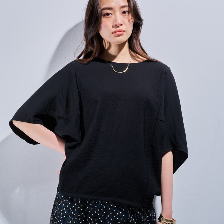 インディヴィ(INDIVI)の【洗える／5分袖／UVケア／SETUP可能】モモンガスリーブブラウス シャツ・ブラウス