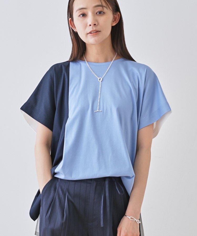 インディヴィ(INDIVI)の【洗える／汗ジミ防止】バイカラー＆アシメヘム Tシャツ14