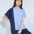 インディヴィ(INDIVI)の【洗える／汗ジミ防止】バイカラー＆アシメヘム Tシャツ ブルー(591)
