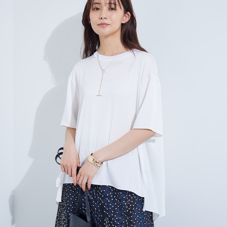 インディヴィ(INDIVI)の【バックシャン】デザインTブラウス カットソー