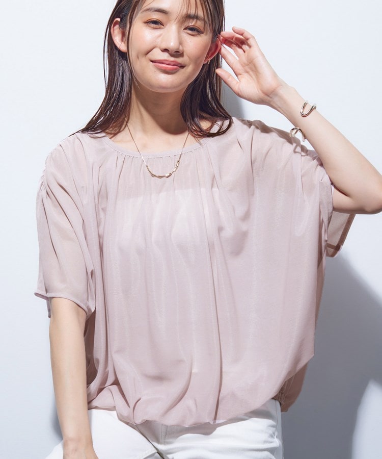 インディヴィ(INDIVI)の【洗える／体型カバー】シャーリングシアートップス17