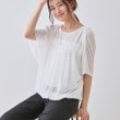 インディヴィ(INDIVI)の【洗える／体型カバー】シャーリングシアートップス ホワイト(001)