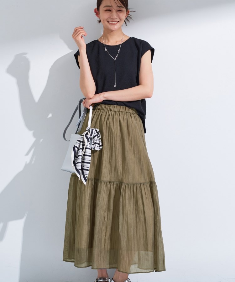 インディヴィ(INDIVI)の【2点セット／着回し◎】ノースリーブ＆ティアードスカート カセット服9