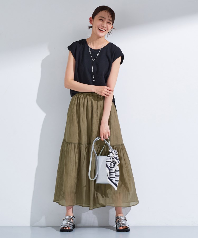インディヴィ(INDIVI)の【2点セット／着回し◎】ノースリーブ＆ティアードスカート カセット服11