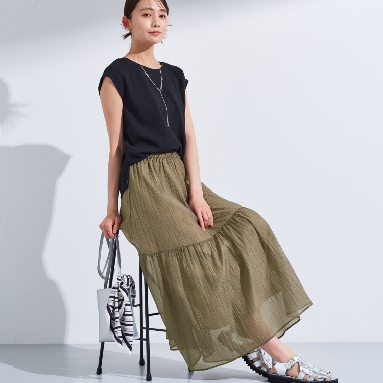 インディヴィ(INDIVI)の【2点セット／着回し◎】ノースリーブ＆ティアードスカート カセット服 セットアップ