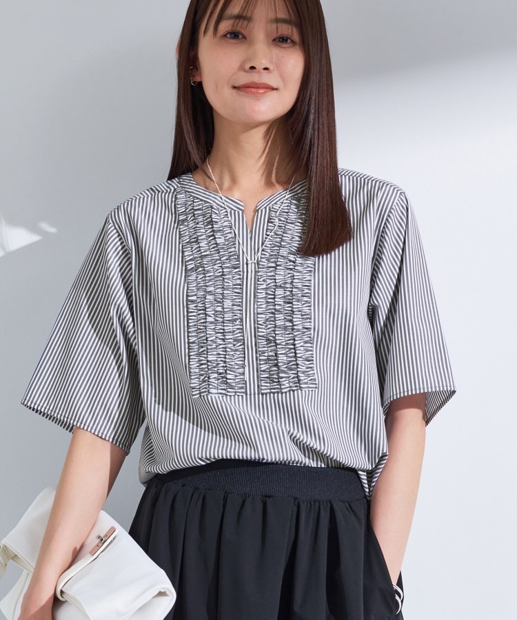 インディヴィ(INDIVI)の【洗える】胸元タックフリルブラウス シャツ・ブラウス
