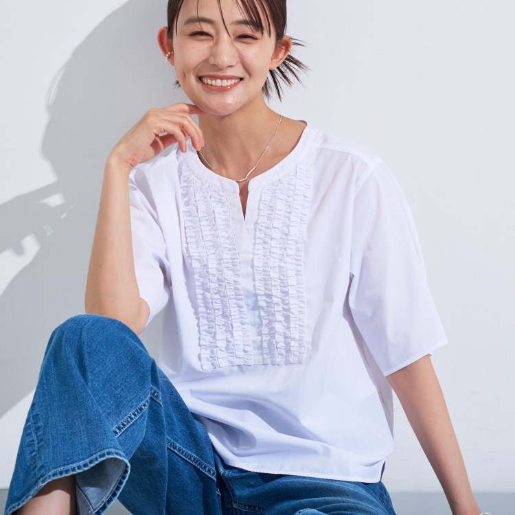 インディヴィ(INDIVI)の【洗える】胸元タックフリルブラウス シャツ・ブラウス