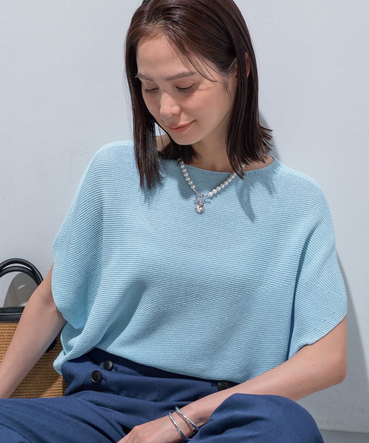 インディヴィ(INDIVI)の【洗える／清涼感】コクーンシルエットニット ブルー(091)