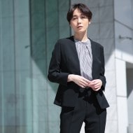 定番スーツ/UVケア/接触冷感/洗える】ノーカラージャケット 定番スーツ/UVケア/接触冷感/洗える】ノーカラージャケット