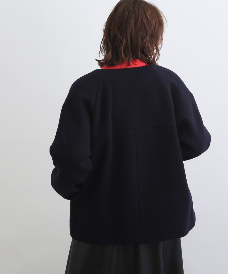 SALEおすすめコート】ウールリバーショートコート(ノーカラー SALEおすすめコート】ウールリバーショートコート(ノーカラー