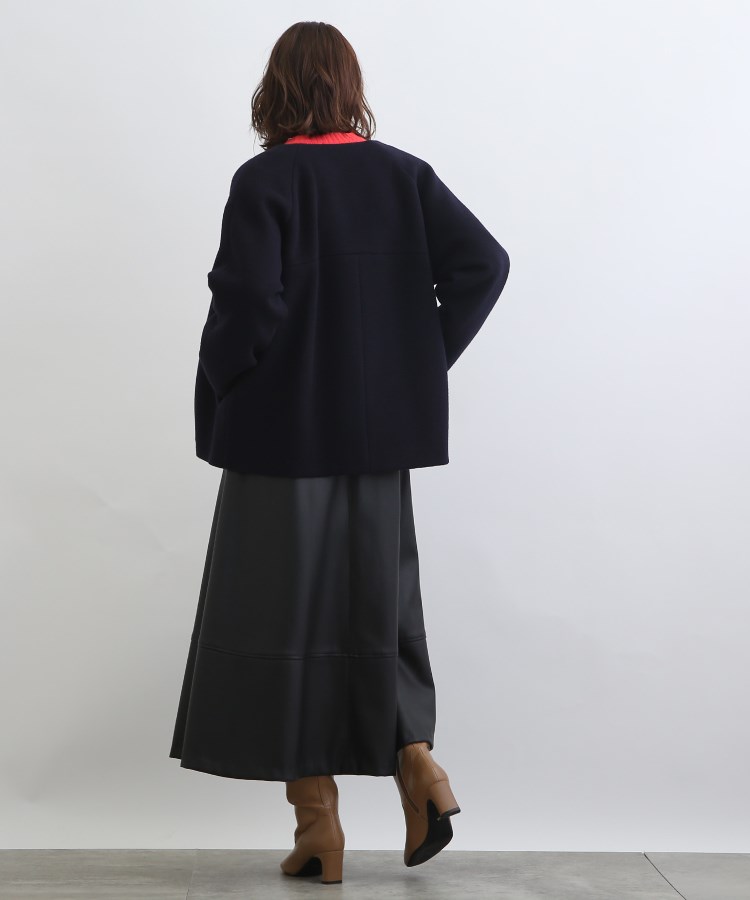 SALEおすすめコート】ウールリバーショートコート(ノーカラー SALEおすすめコート】ウールリバーショートコート(ノーカラー