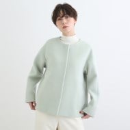 SALEおすすめコート】ウールリバーショートコート(ノーカラー SALEおすすめコート】ウールリバーショートコート(ノーカラー