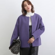 SALEおすすめコート】ウールリバーショートコート(ノーカラー SALEおすすめコート】ウールリバーショートコート(ノーカラー