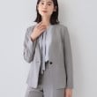 インディヴィ(INDIVI)の【定番スーツ／UVケア／接触冷感/洗える】ウール調ノーカラージャケット ライトグレー(011)