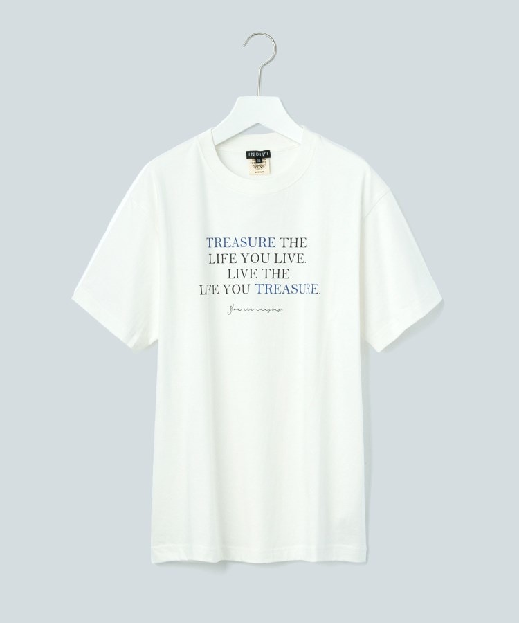 インディヴィ(INDIVI)の【洗える/WORLD for the World】メッセージTシャツ ホワイト(001)