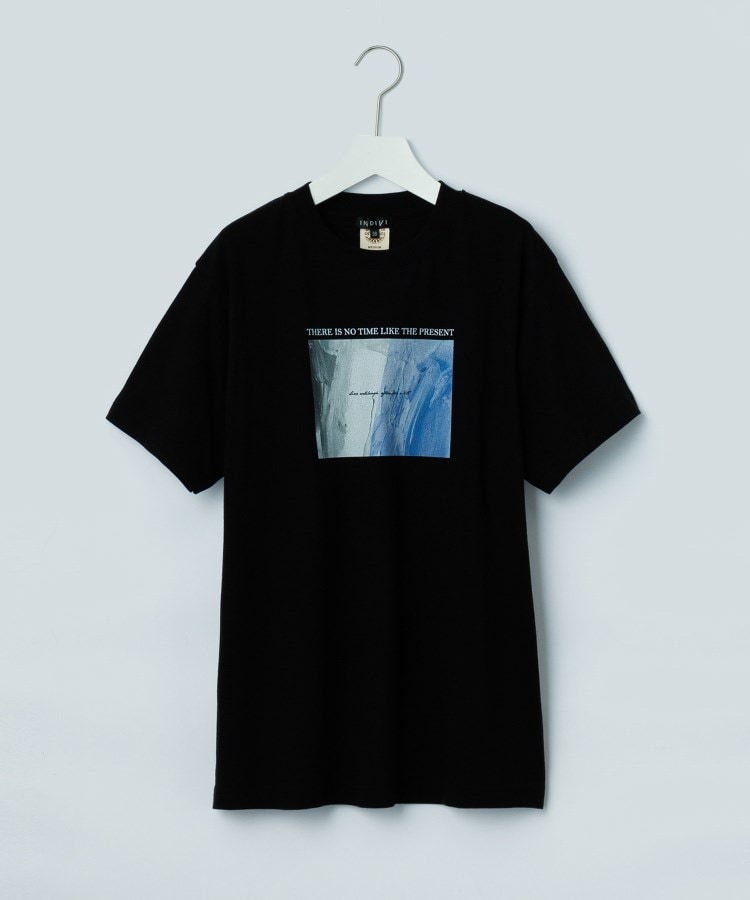 インディヴィ(INDIVI)の【WORLD for the World】カラーアートTシャツ ブラック(019)