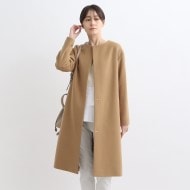 WEB限定/ウール100%】ノーカラーロングコート(ノーカラーコート WEB限定/ウール100%】ノーカラーロングコート(ノーカラーコート