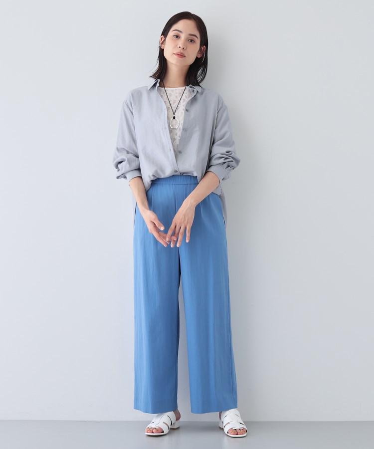 インディヴィ(INDIVI)の新色登場！【雑誌掲載/褒められパンツ／洗える】ウエストゴムワイドタックパンツ30