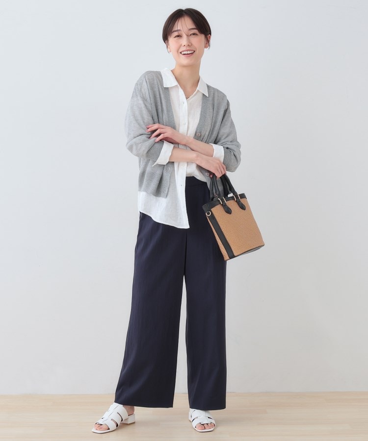 インディヴィ(INDIVI)の新色登場！【雑誌掲載/褒められパンツ／洗える】ウエストゴムワイドタックパンツ18