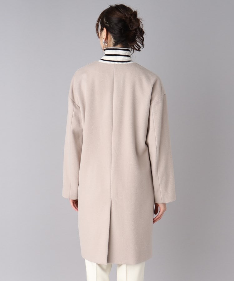 美品】BEIGE, リバーコート ノーカラー カシミヤ混 ピンクベージュ S ...