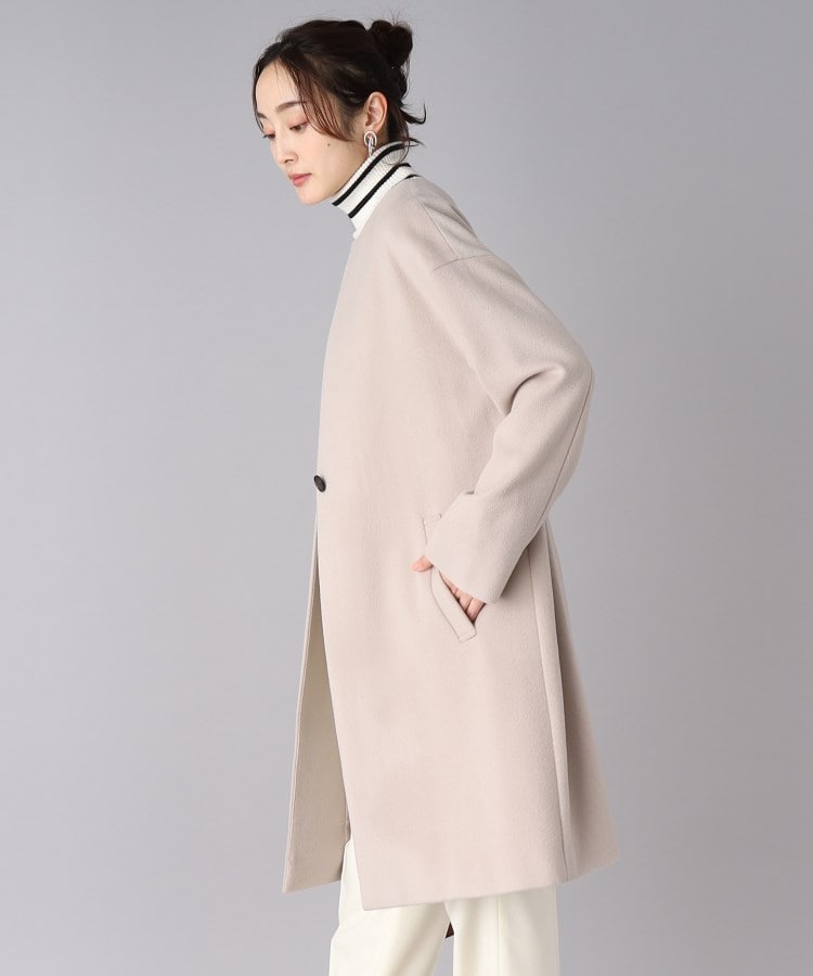 ◇【1着は欲しい、きれいめ定番コート！】ノーカラー ロングコート