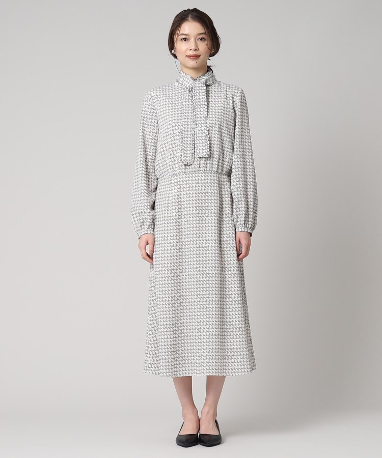 日本メーカー新品 and n closet レトロ ボウタイシフォンワンピース