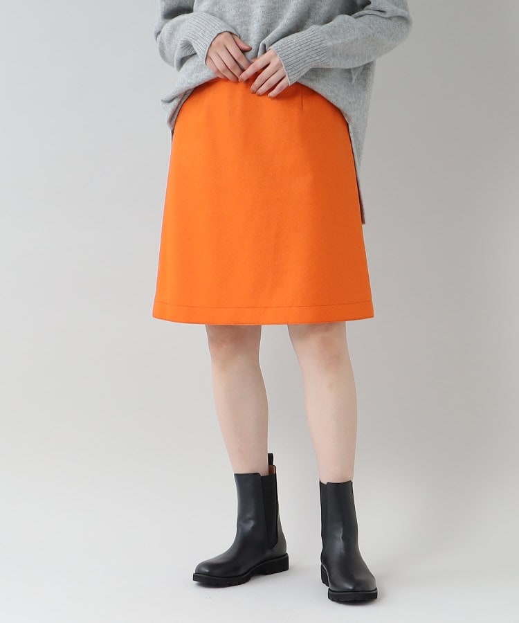 秋冬オレンジ色　ウールスカート