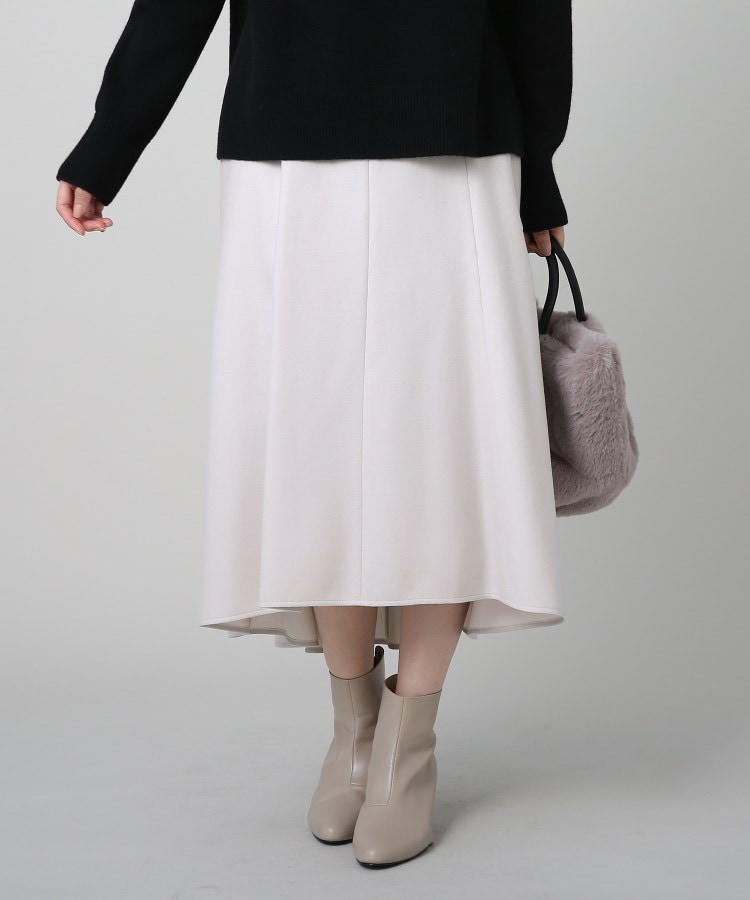 【揺れ感シルエット】ウールサキソニー フレアスカート<後ろウエストゴム>