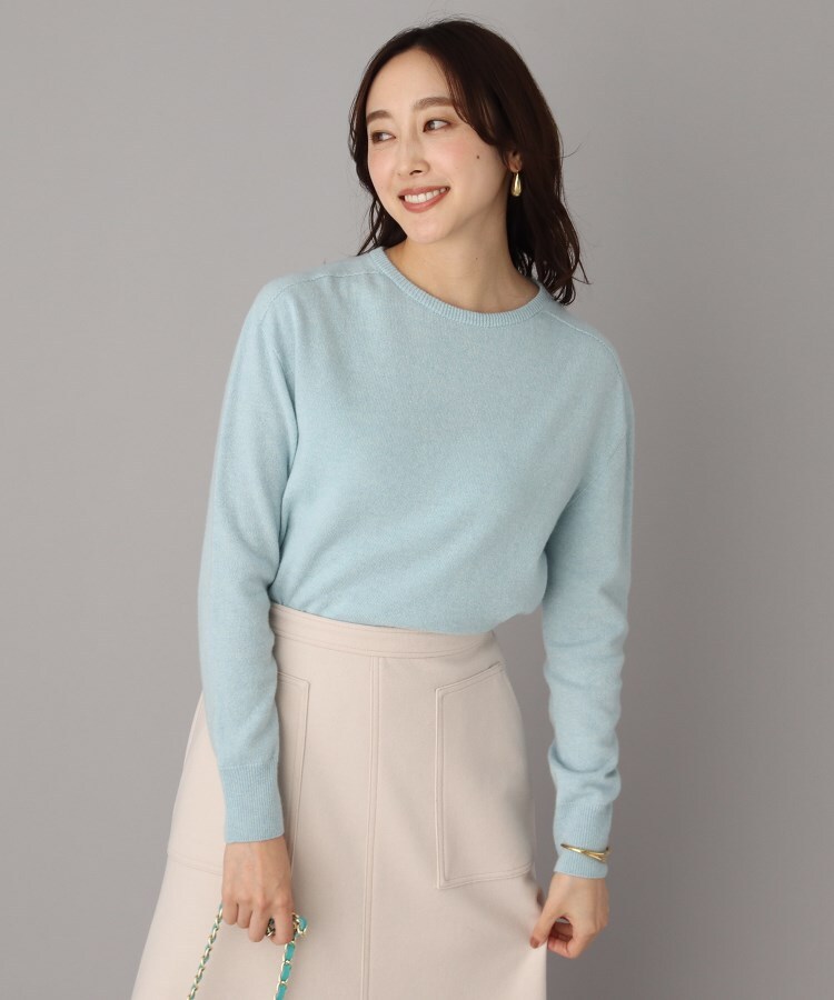 選べる7色展開】カシミヤ100% クルーネックニット<きれいめニット