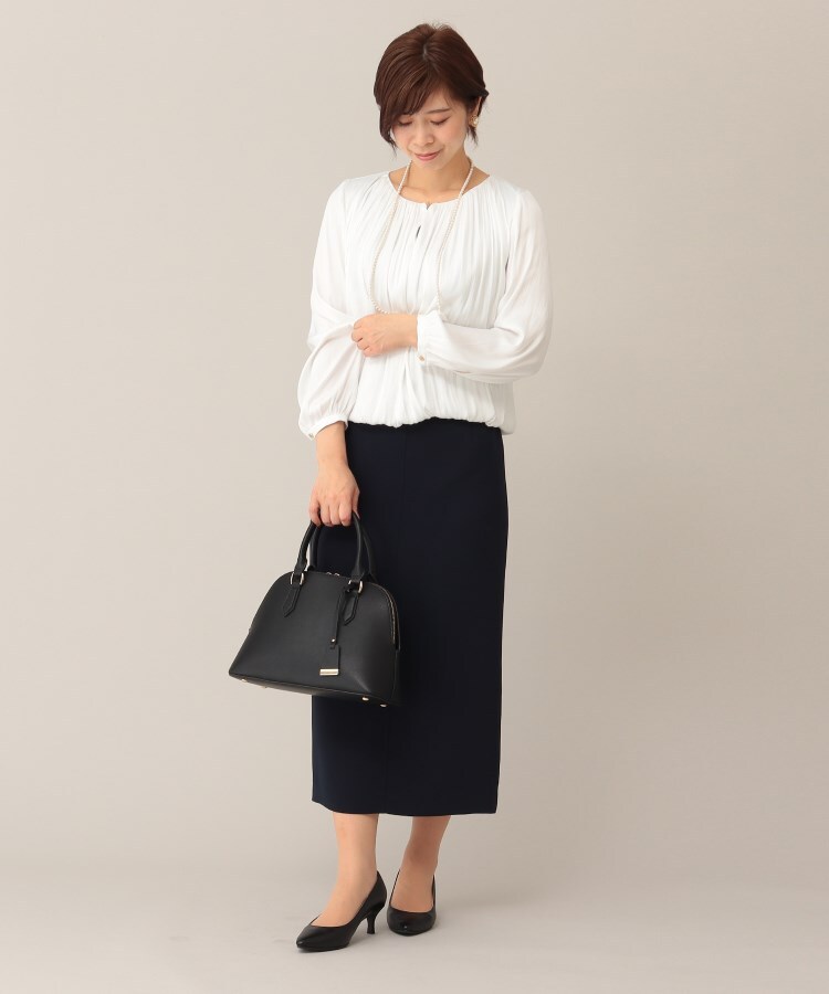 ミモレ丈 ジョーゼットタイトスカート【洗える】(ミモレスカート