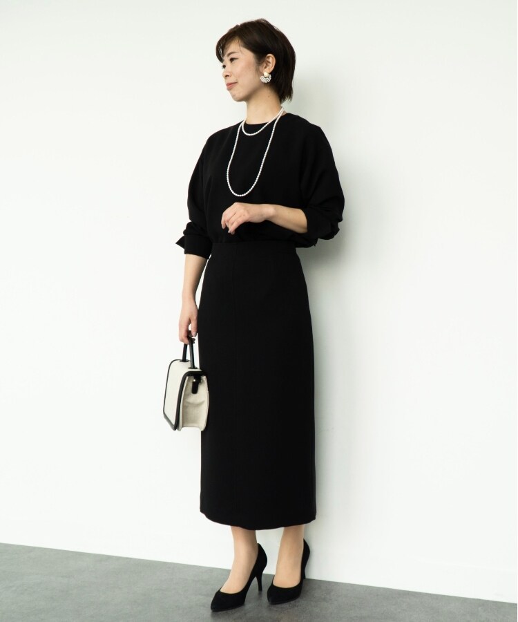ミモレ丈 ジョーゼットタイトスカート【洗える】(ミモレスカート