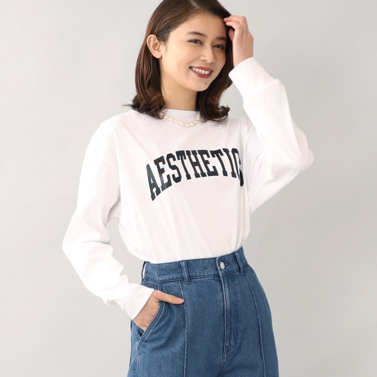 アンタイトル(UNTITLED)の【コットン100％／洗える】カレッジロゴ風 ロゴTシャツ カットソー