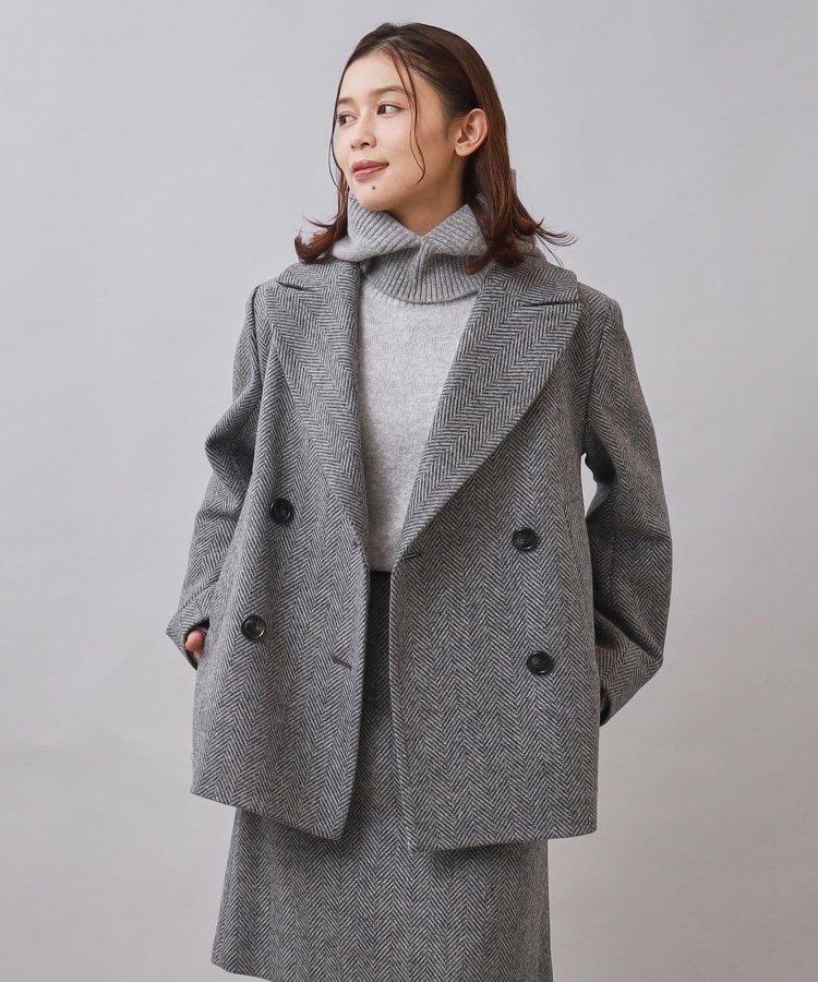 日本製/セットアップ可能】バルキーヘリンボン ショートピーコート(P 日本製/セットアップ可能】バルキーヘリンボン ショートピーコート(P