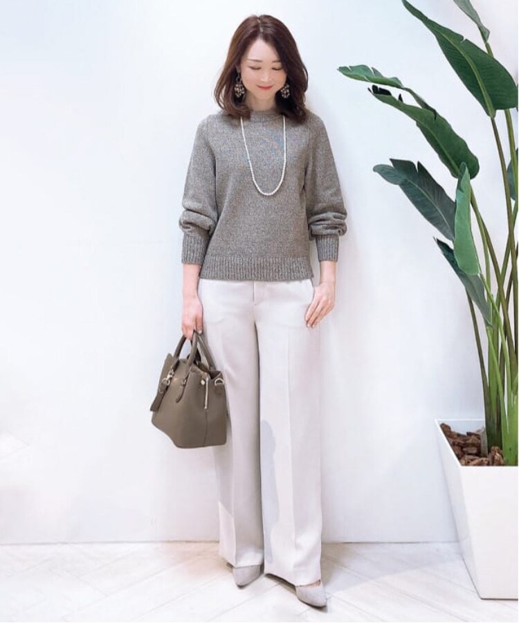 ゆったりシルエット】コットンツイスト クルーネックニット(ニット