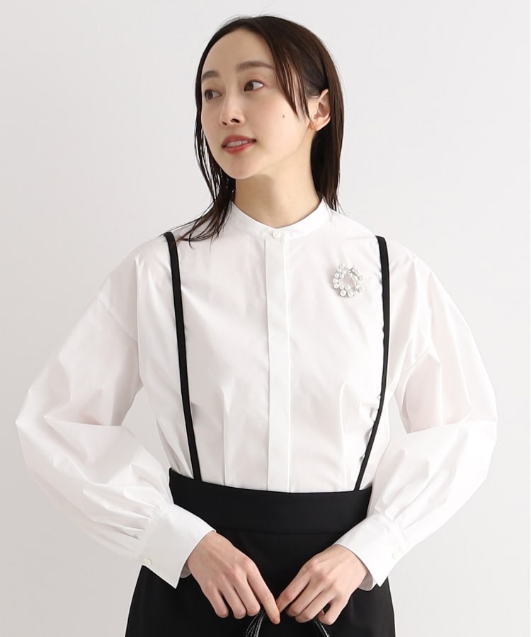 アンタイトル(UNTITLED)の【オンオフで着られる】シンプル バンドカラーシャツ オフホワイト(003)