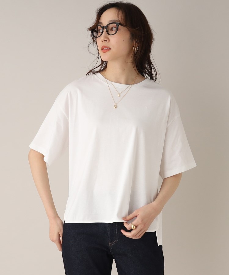 アンタイトル(UNTITLED)の【ゆったり着られる】5分袖ワイドTシャツ ホワイト(002)