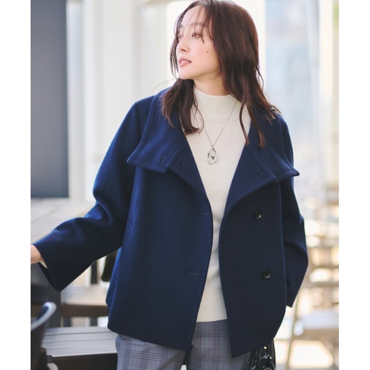 アンタイトル(UNTITLED)の【日本製】2WAYウールショートコート スタンドカラーコート