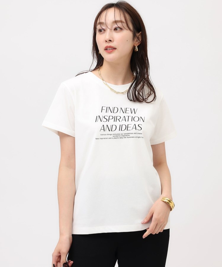 アンタイトル(UNTITLED)の【なめらかな肌触り】シルケットロゴTシャツ ホワイト(101)