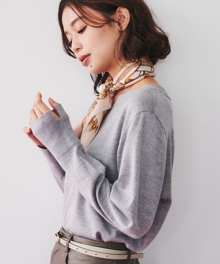 アンサンブル可能/洗える】シルクウールカシミヤ Vネックニット