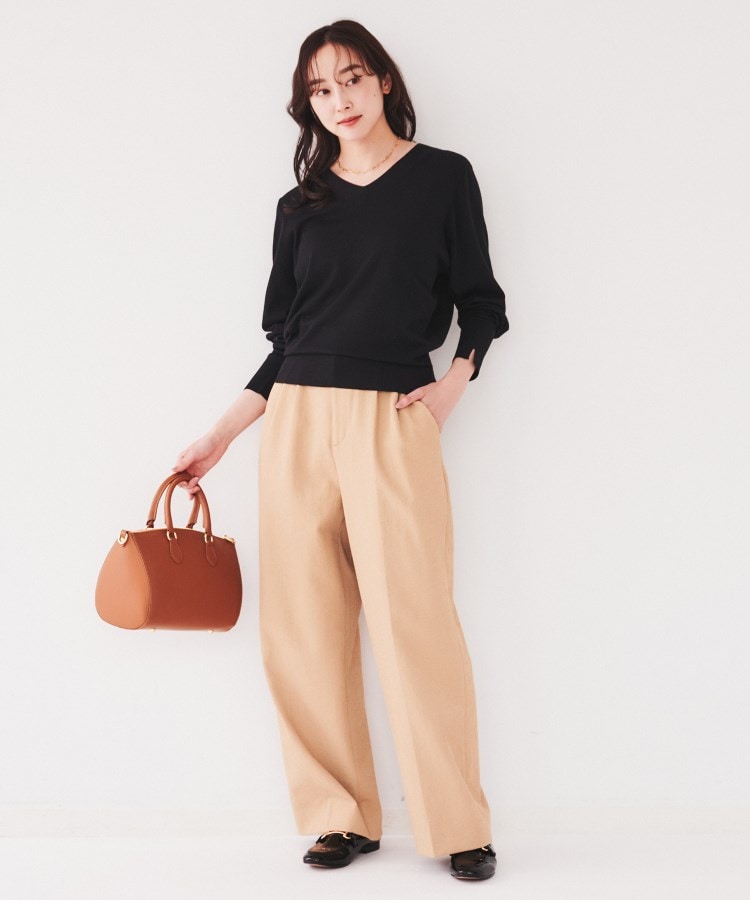 ◇【アンサンブル可能/洗える】シルクウールカシミヤ Vネック