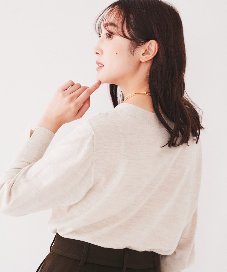 ◇【アンサンブル可能/洗える】シルクウールカシミヤ Vネック