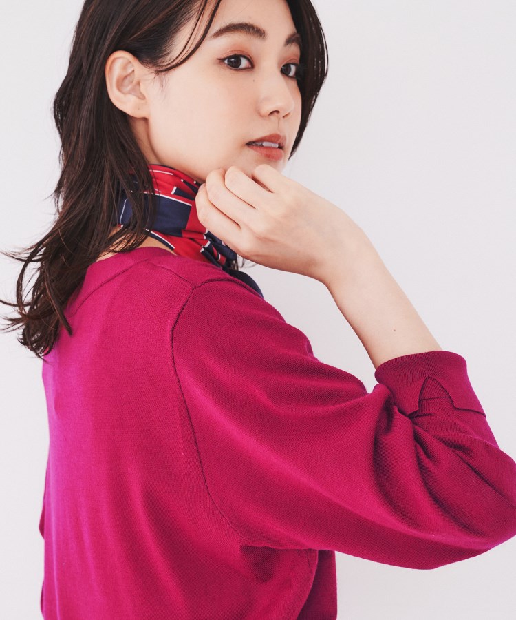 ◇【アンサンブル可能/洗える】シルクウールカシミヤ Vネック