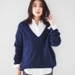 アンタイトル(UNTITLED)の【毛足感/リラクシー】スーリーアルパカ混Vネックニット ネイビー(094)