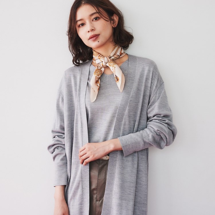 アンタイトル(UNTITLED)の【アンサンブル可能/体型カバー】シルクウールカシミヤカーディガン カーディガン/ボレロ